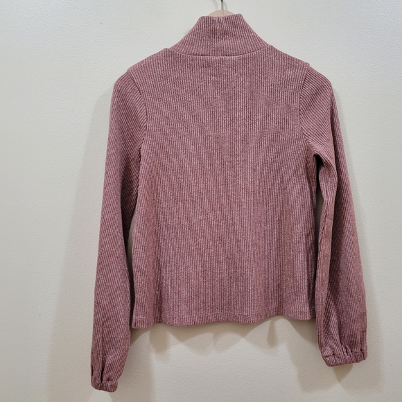 Madewell heathered bubble-sleeve swing turtleneck. - Picture 5 of 8